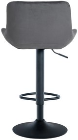 Conjunto de 2 bancos de bar Tover em veludo com estrutura preta 48 x 81-105 x 54 cm Cinzento escuro