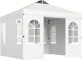 Outsunny Tenda Dobrável de Jardim 3x3 m Pop-up com UPF50+ 4 Laterais Removíveis Altura Ajustável e Bolsa de Transporte Branco | AOSOM Portugal