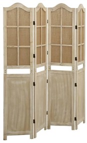 vidaXL Biombo com 4 painéis 140x165 cm tecido castanho