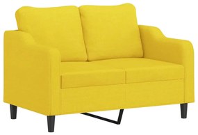 Sofá 2 lug. + almofadas decorativas 120 cm tecido amarelo-claro