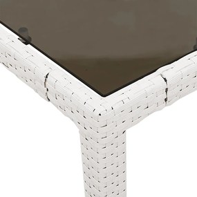 Mesa de jardim com tampo de vidro 150x90x75 cm vime PE branco