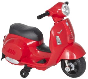 HOMCOM Mota elétrica para crianças com licença acima de 18 meses com faróis buzina e 4 rodas licenciadas 66,5x38x52 cm Vermelho
