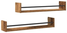 Prateleiras de parede 2 pcs Madeira antiga 80x16x14 cm Madeira engenhe