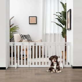 Barreira de segurança dobrável de 3 painéis para cães e animais de estimação com 2 pernas amovíveis Proteção do parque para escadas de quartos Branco