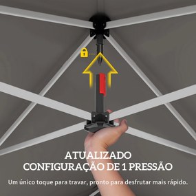 Tenda Dobrável 2,4x2,4 m Pop-up UPF50+ Bloqueio Central Altura Ajustável Bolsa de Transporte Sacos de Areia Bege