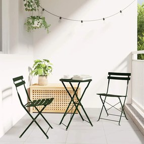 Cadeiras de Jardim Dobráveis vidaXL 2 pcs Verde Escuro Aço