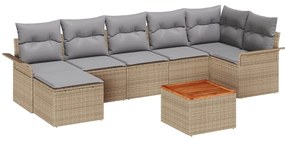 Conjunto de Sofá de Jardim com 8 Peças e Almofadas Bege em Rattan Sint