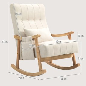 Poltrona de Amamentação de Baloiço, 90 x 65 x 98 cm, Bolso Lateral de Arrumação, Bege