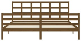 Estrutura cama c/ cabeceira 200x200cm maciço castanho-mel