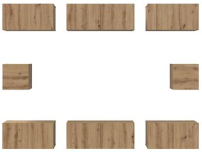 Conjunto de Estantes para TV 8 pcs carvalho artisiano