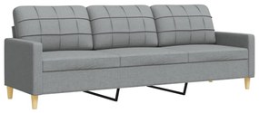 2 pcs conjunto de sofás tecido cinzento-claro