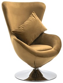 326215 vidaXL Cadeira giratória em forma de ovo c/ almofadão veludo castanho