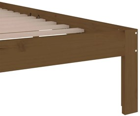 Estrutura de cama 200x200 cm madeira maciça castanho mel
