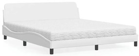 vidaXL Cama com colchão 180x200 cm couro artificial branco