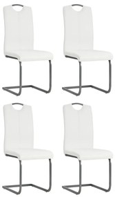 vidaXL Cadeiras de jantar cantilever 4 pcs couro artificial branco