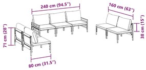 Conjunto de Sofá de Jardim 7 pcs Cinzento-escuro Aço
