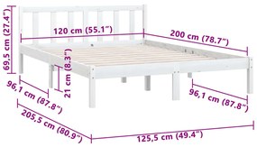 Estrutura de cama 120x200 cm pinho maciço branco