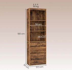Estante com prateleiras ajustáveis 30 x 57,1 x 180 cm (P x L x A) castanho