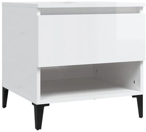 Mesas de apoio 2 pcs 50x46x50cm deriv. madeira branco brilhante