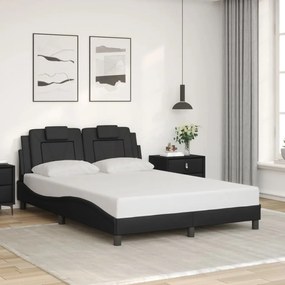 Estrutura de cama c/ cabeceira 120x200cm couro artificial preto