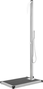 vidaXL Chuveiro de jardim c/ base cinzenta 225 cm aço inoxidável