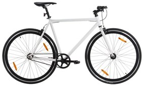 Bicicleta de mudanças fixas 700c 51 cm branco e preto