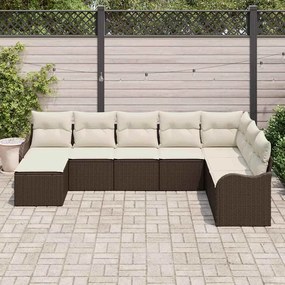 Conjunto de Sofá de Jardim vidaXL com 8 Peças e Almofadas em Ratan Pol
