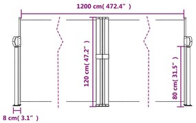 Toldo lateral retrátil 120x1200 cm creme