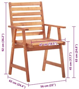 Cadeiras de jantar p/ jardim 4 pcs c/ almofadões acácia maciça