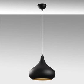 Candeeiro de Teto Saglam – Preto e Ouro – Diâmetro 30 cm x Altura 126