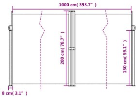 Toldo lateral retrátil 200x1000 cm bege