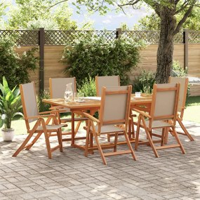 vidaXL 7 pcs conjunto de jantar para jardim acácia maciça e textilene