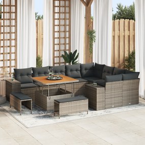 Conjunto de Sofá para Jardim vidaXL com 12 Peças e Almofadas Cinza Rat