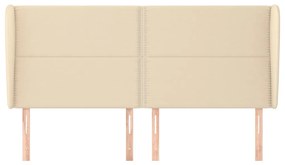 Cabeceira de cama c/ abas tecido 163x23x118/128 cm creme