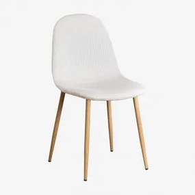 Glamm Estofada Cadeira De Jantar Madeira Natural & Bombazina Crema Linho & Bombazina - Sklum