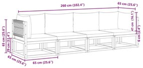 4 pcs conjunto de sofás de jardim com almofadões acácia maciça