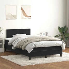 vidaXL Cama box spring c/ colchão e LED 120x220 cm veludo preto