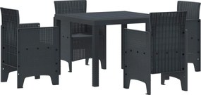 vidaXL Conjunto de Jantar para Jardim 5 pcs Antracite Polipropileno