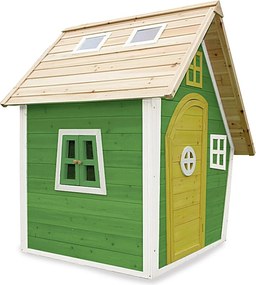 Casa de brincar exterior para crianças Fantasia 100 em madeira Verde