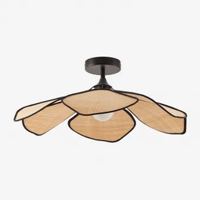 Luminária De Teto Benavid Ø75 Cm & Ráfia Natural - Preto - Sklum