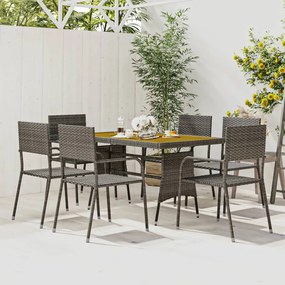 vidaXL 7 pcs conjunto de jantar para exterior vime PE cinzento