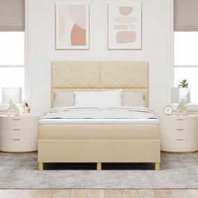 Cama Box Spring com Colchão Creme 160x200 cm Tecido