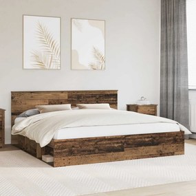 vidaXL Estrutura da Cama com cabeceira Madeira antiga 200 x 200 cm