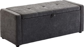 HOMCOM Banco de arrumação, banco ao pé da cama, apoio para pés estofado em linho com assento amplo, 122 x 48 x 44 cm, cinzento escuro | Aosom Portugal