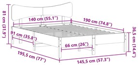 Cama sem colchão 140x190 cm madeira de pinho maciça branco