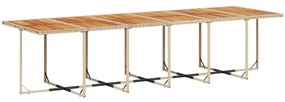 17 pcs conjunto de jantar p/ jardim c/ almofadões vime PE bege