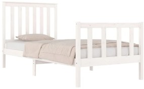 Estrutura de cama pequena solteiro 75x190cm pinho maciço branco