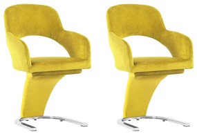 vidaXL Cadeiras de jantar 2 pcs veludo amarelo