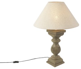 Candeeiro de mesa rústico com abajur de linho bege 50 cm - Hyssop Rústico