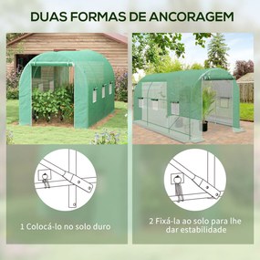Estufa tipo Túnel 400x200x205 cm Estufa de Jardim com Porta Enrolável